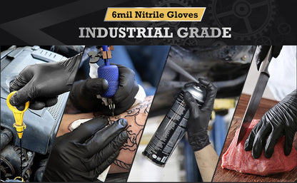 TitanFlex Disposable Nitrile Exam Gloves, 6-mil, Black, Heavy Duty Disposable Gloves, Cooking Gloves, Latex Free, Powder Free